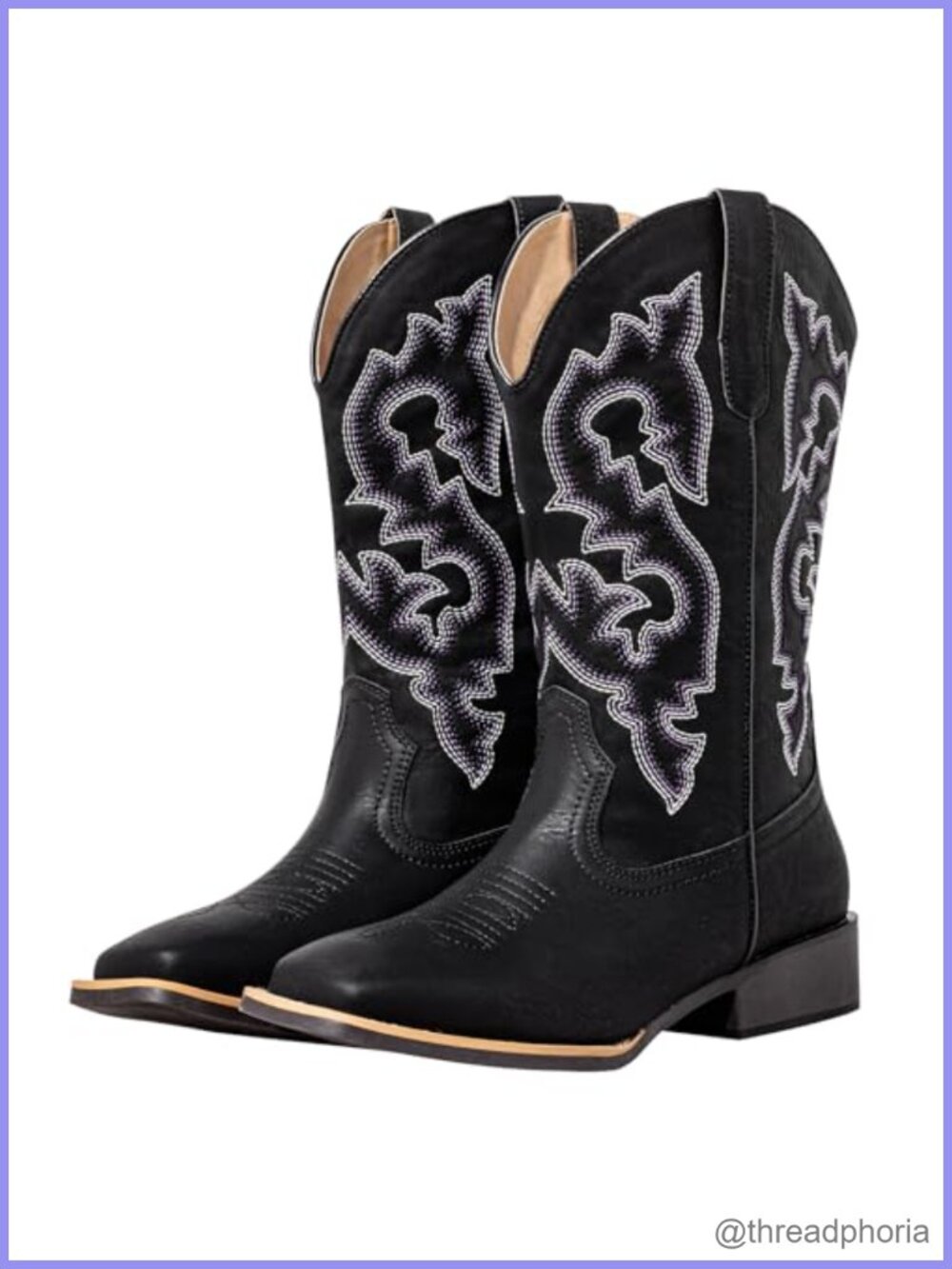 Extra Wide Calf Cowgirl Boots Faux Leather Square Toe Western Womens